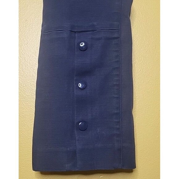 Tory Burch Pants Navy Blue Flat Front Pockets Stovepipe Leg W Snaps Womens 2 - Picture 2 of 7